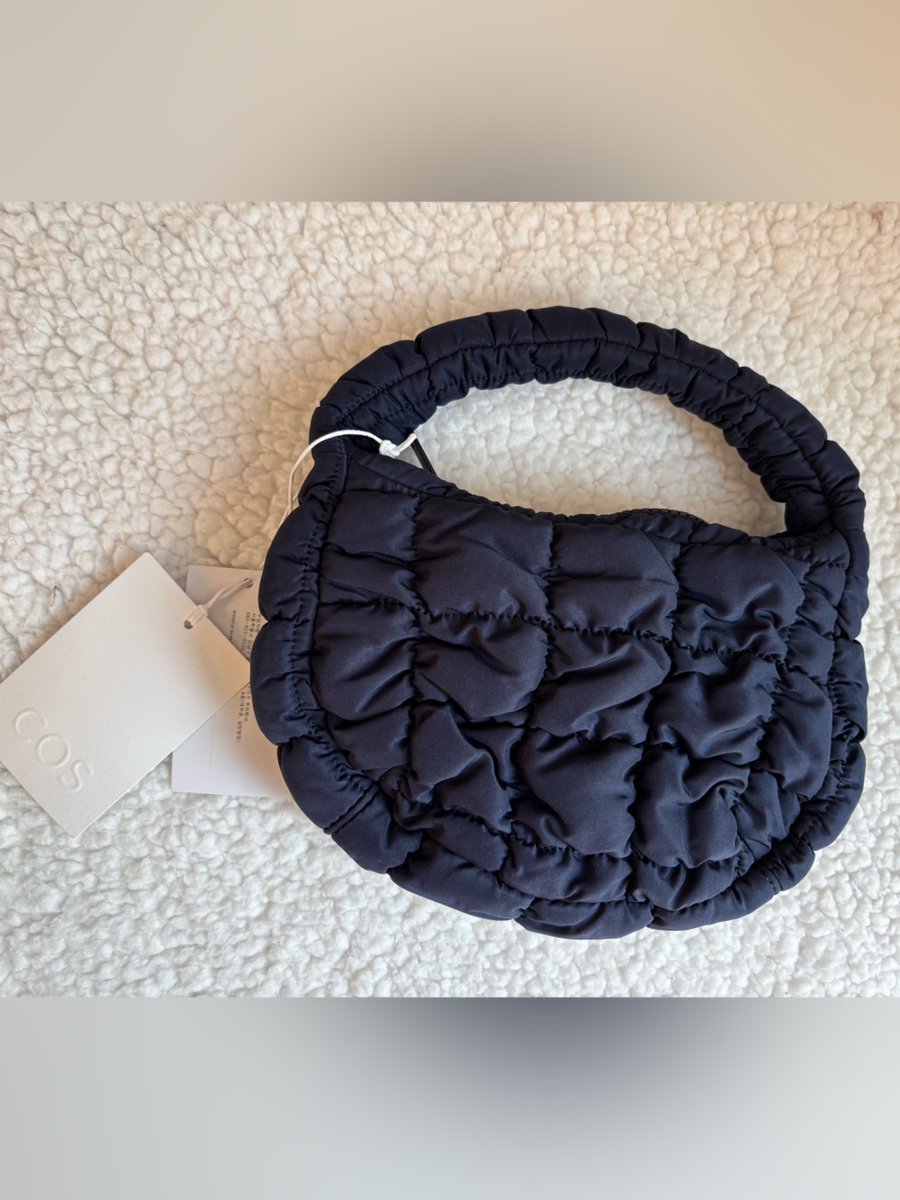 NWT Cos Navy Quilted Nylon Micro Bag